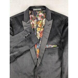 NWOT Paisley & Gray Mens Velvet Blazer‎ Floral Lining Slim Jacket 44R